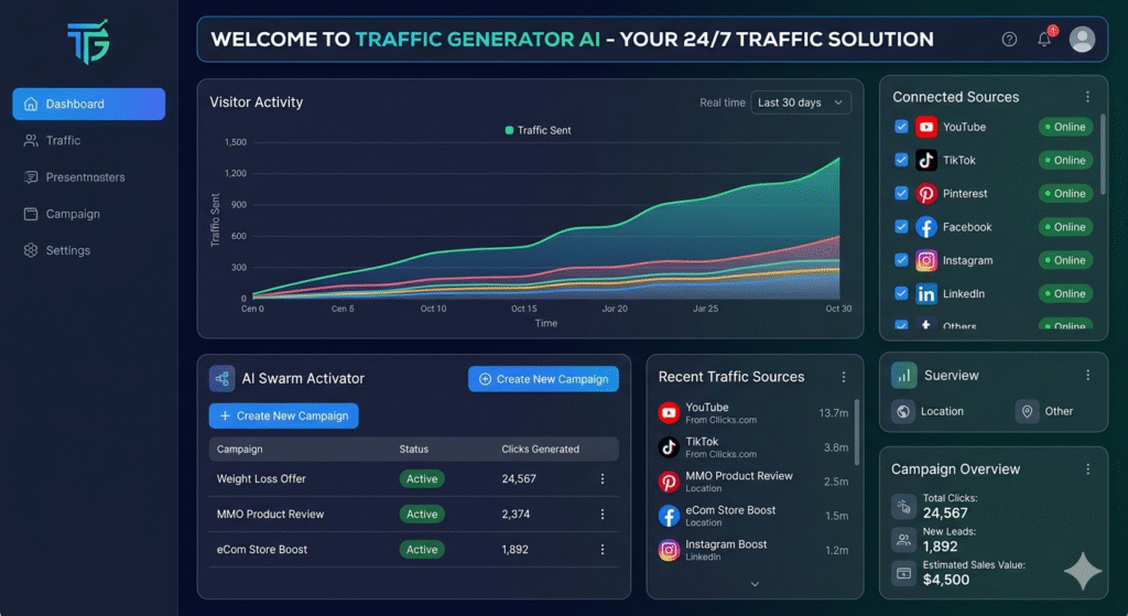Dashboard of Traffic Generator AI