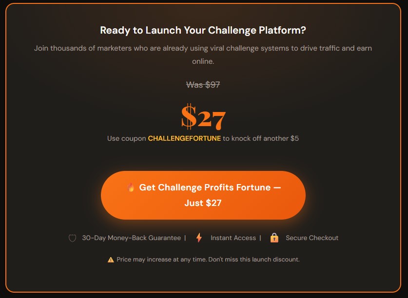 Challenge Profits Fortune - DFY Viral Challenge Platform